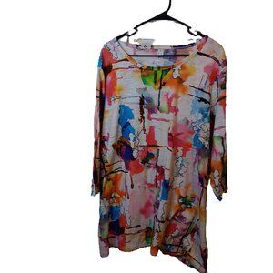 Thomas & Olivia Colorful Geometric Plus Size Ladies Top